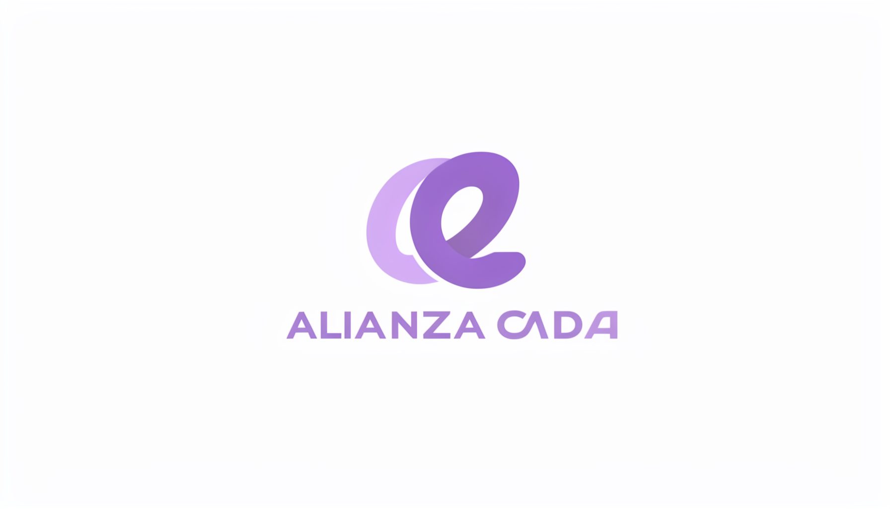 Logotipo de alianza estratégica, marca limpia en tonos lavanda.